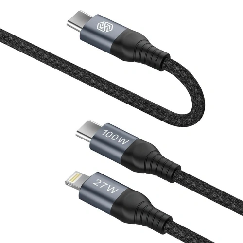 Kabel Nillkin Data Cable DualPower 2w1 USB-C PD 3.0 100W, Lightning PD 27W black