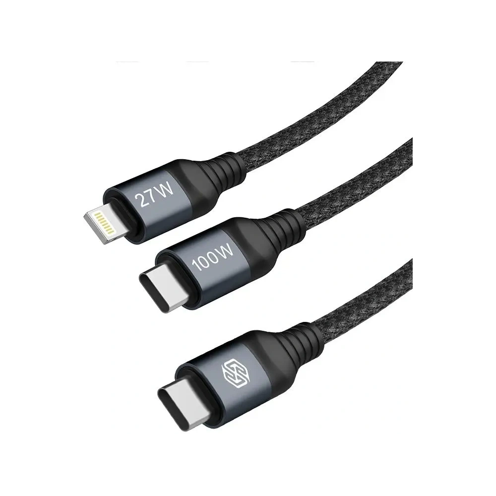 Wholesale Cable Nillkin Data Cable DualPower 2w1 USB-C PD 3.0 100W, Lightning PD 27W black - NLK1630 - {ean13} - Hurt