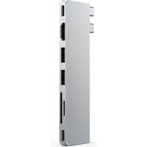 Hurtownia GSM - Satechi Pro Hub Slim dupla USB-C-vel MacBookhoz (USB 4, HDMI, 2xUSB-A, SD/microSD, USB-C) (ezüst) - STH157 - {ean13} - Hurt