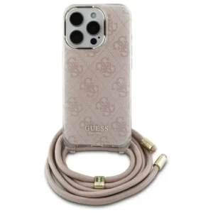 Etui Guess GUHCP16SHC4SEP Apple iPhone 16 hardcase Crossbody Cord 4G Print różowy/pink