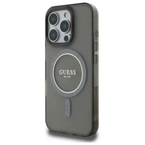 Etui Guess GUHMP16LHFGEREK Apple iPhone 16 Pro hardcase IML Glitter Circle MagSafe czarny/black