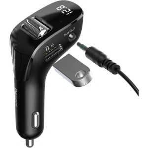 Hurtownia GSM - Transmiter FM Baseus Streamer F40, AUX, Bluetooth 5.0, 2x USB, 3A (czarny) - BSU1290BLK - {ean13} - Hurt
