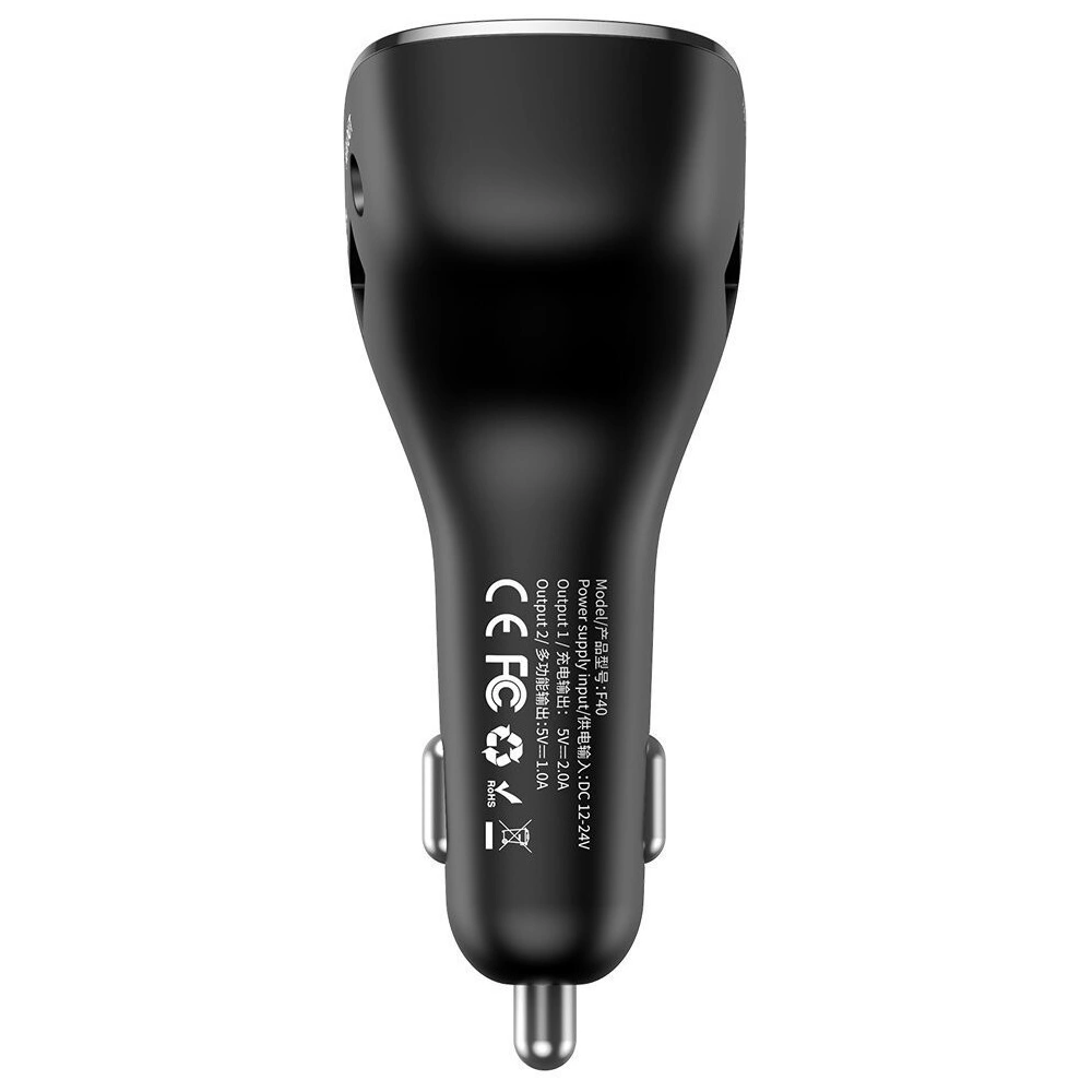 Hurtownia GSM - Transmiter FM Baseus Streamer F40, AUX, Bluetooth 5.0, 2x USB, 3A (czarny) - BSU1290BLK - {ean13} - Hurt