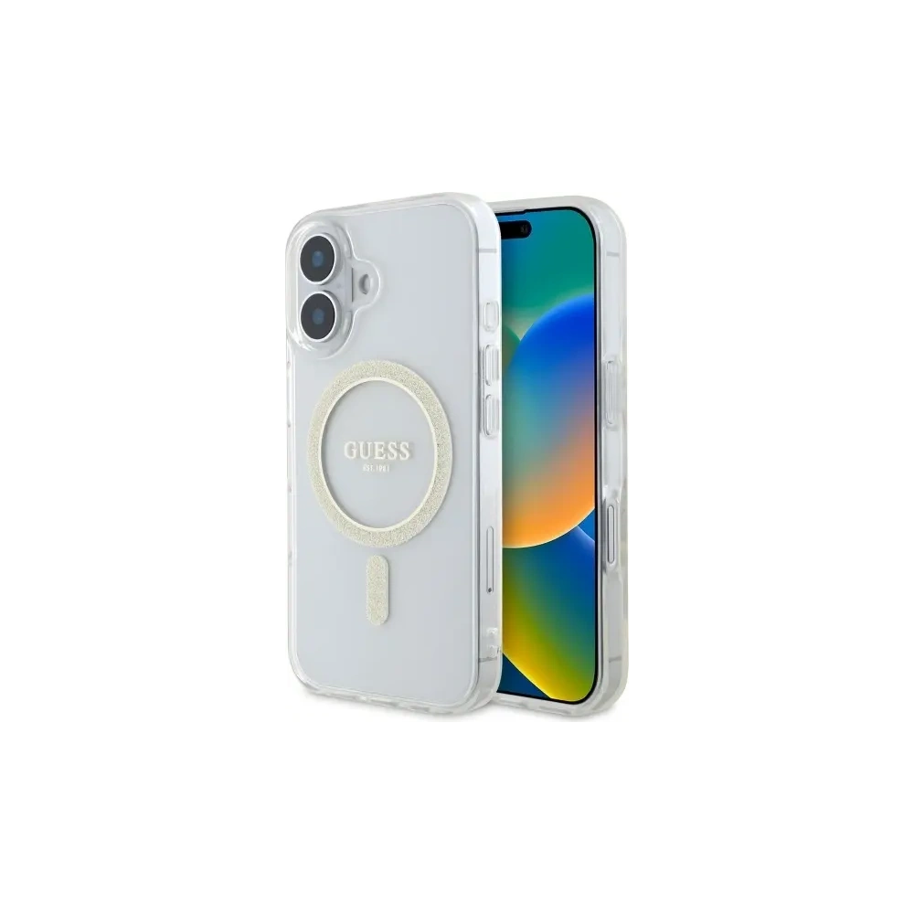 Hurtownia GSM - Etui Guess GUHMP16MHFGERET Apple iPhone 16 Plus hardcase IML Glitter Circle MagSafe průhledný/transparentní - GUE4083 - {ean13} - Hurt