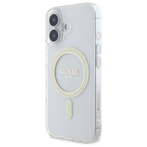 Etui Guess GUHMP16MHFGERET Apple iPhone 16 Plus hardcase IML Glitter Circle MagSafe przeźroczysty/transparent