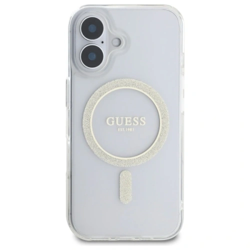 Etui Guess GUHMP16MHFGERET Apple iPhone 16 Plus hardcase IML Glitter Circle MagSafe przeźroczysty/transparent