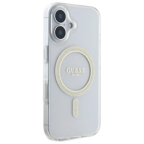 Etui Guess GUHMP16MHFGERET Apple iPhone 16 Plus hardcase IML Glitter Circle MagSafe przeźroczysty/transparent