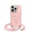 Etui Guess GUHMP16SHCTSGNSP Apple iPhone 16 hardcase Crossbody Cord Script MagSafe różowy/pink
