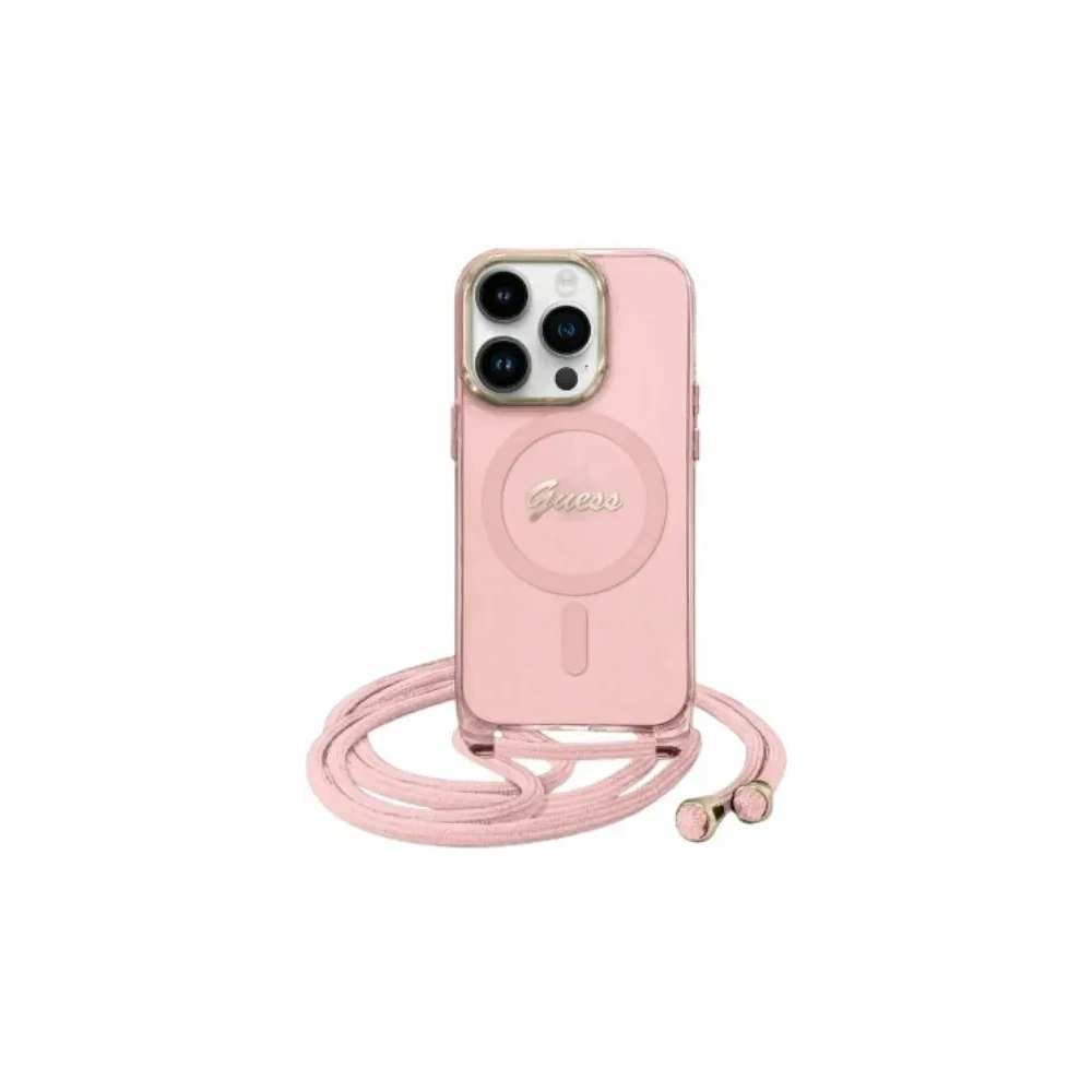 Hurtownia GSM - Guess GUHMP16SHCTSGNSP Apple iPhone 16 Hartschale Crossbody Cord Script MagSafe pink - GUE4084 - {ean13} - Hurt