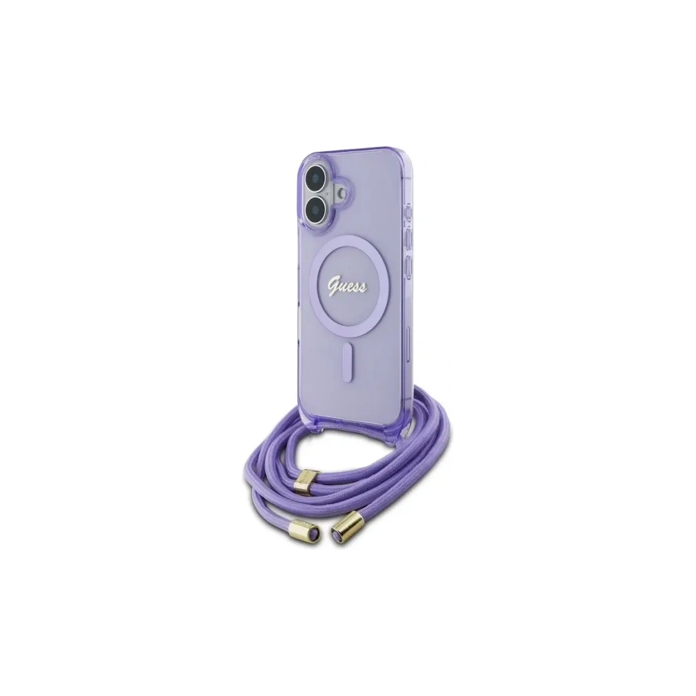 Hurtownia GSM - Guess GUHMP16SHCTSGNSU Apple iPhone 16 Hartschale Crossbody Cord Script MagSafe lila - GUE4085 - {ean13} - Hurt