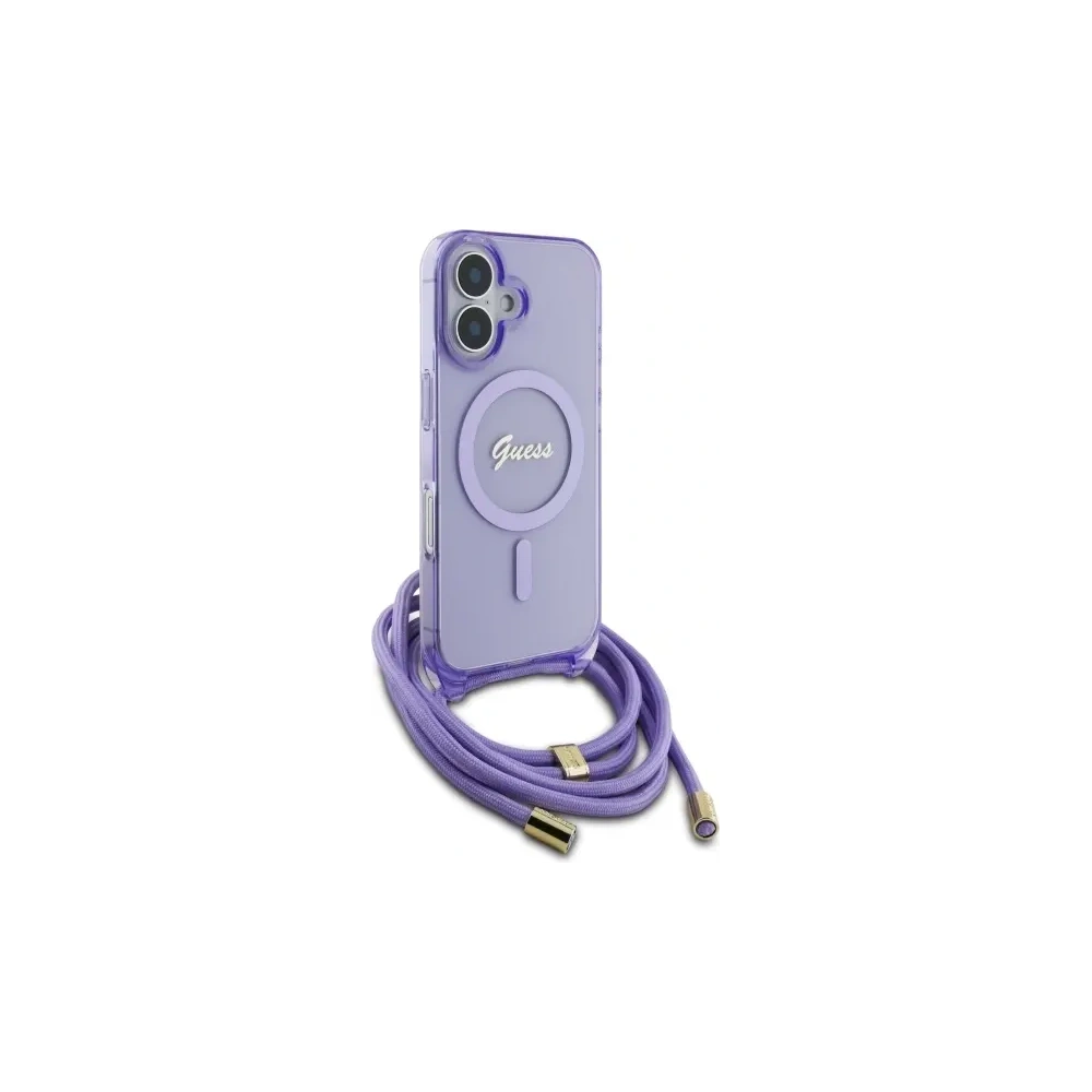 Hurtownia GSM - Etui Guess GUHMP16SHCTSGNSU Apple iPhone 16 hardcase Crossbody Cord Script MagSafe fioletowy/purple - GUE4085 - {ean13} - Hurt