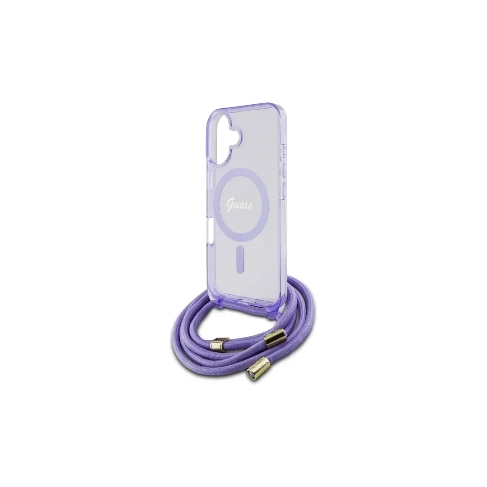 Hurtownia GSM - Etui Guess GUHMP16SHCTSGNSU Apple iPhone 16 hardcase Crossbody Cord Script MagSafe fioletowy/purple - GUE4085 - {ean13} - Hurt