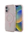 Etui Guess GUHMP16SHFGEREP Apple iPhone 16 hardcase IML Glitter Circle MagSafe różowy/pink