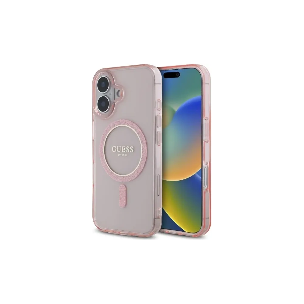 Hurtownia GSM - Etui Guess GUHMP16SHFGEREP Apple iPhone 16 hardcase IML Glitter Circle MagSafe růžový/pink - GUE4086 - {ean13} - Hurt