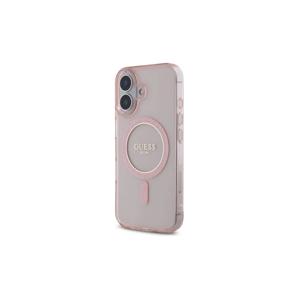 Hurtownia GSM - Etui Guess GUHMP16SHFGEREP Apple iPhone 16 hardcase IML Glitter Circle MagSafe růžový/pink - GUE4086 - {ean13} - Hurt