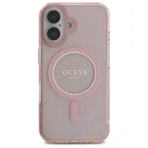 Etui Guess GUHMP16SHFGEREP Apple iPhone 16 hardcase IML Glitter Circle MagSafe różowy/pink