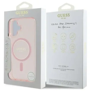 Etui Guess GUHMP16SHFGEREP Apple iPhone 16 hardcase IML Glitter Circle MagSafe różowy/pink