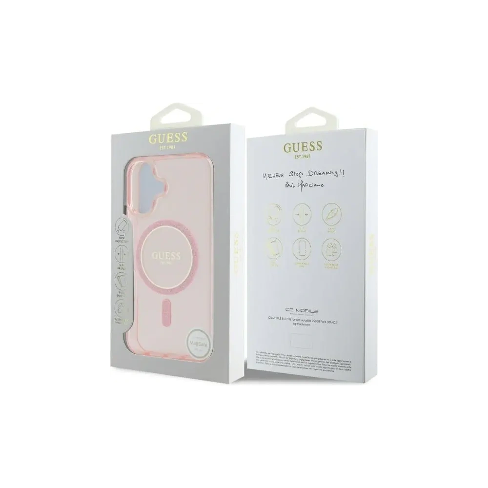 Hurtownia GSM - Etui Guess GUHMP16SHFGEREP Apple iPhone 16 hardcase IML Glitter Circle MagSafe růžový/pink - GUE4086 - {ean13} - Hurt