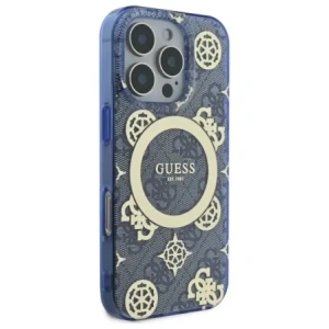 Etui Guess GUHMP16XH4PYEEB Apple iPhone 16 Pro Max hardcase IML Peony On 4G Background MagSafe niebieski/blue