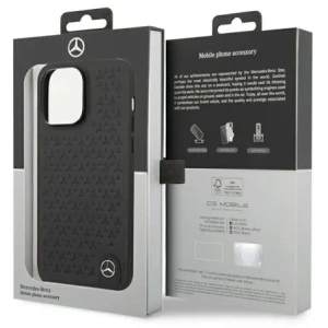 Mercedes MEHCP14X8REMPK Apple iPhone 14 Pro Max Hardcase Leder Sterne Muster schwarz