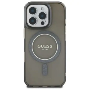 Etui Guess GUHMP16XHFGEREK Apple iPhone 16 Pro Max hardcase IML Glitter Circle MagSafe czarny/black