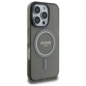 Etui Guess GUHMP16XHFGEREK Apple iPhone 16 Pro Max hardcase IML Glitter Circle MagSafe czarny/black