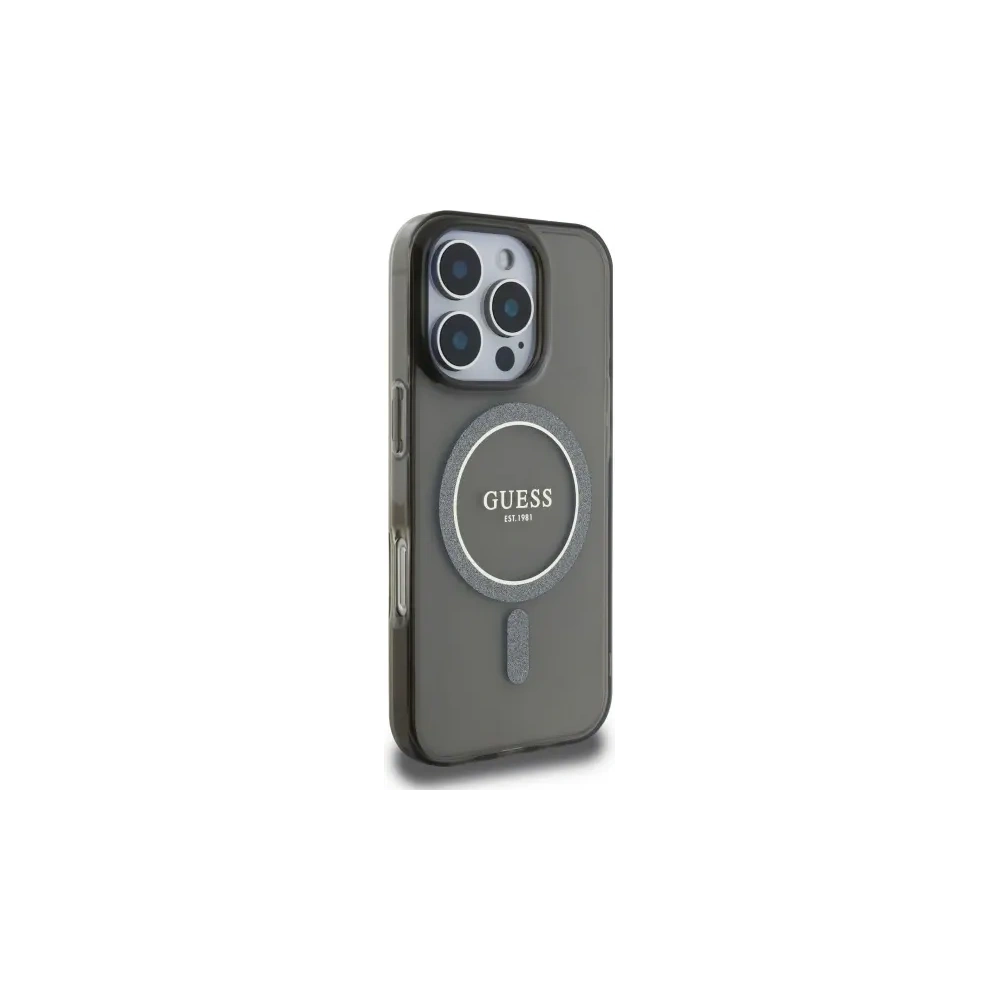 Wholesale Guess GUHMP16XHFGEREK Apple iPhone 16 Pro Max hardcase IML Glitter Circle MagSafe black - GUE4088 - {ean13} - Hurt