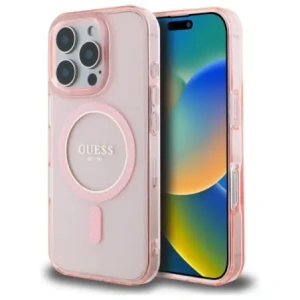 Etui Guess GUHMP16XHFGEREP Apple iPhone 16 Pro Max hardcase IML Glitter Circle MagSafe różowy/pink