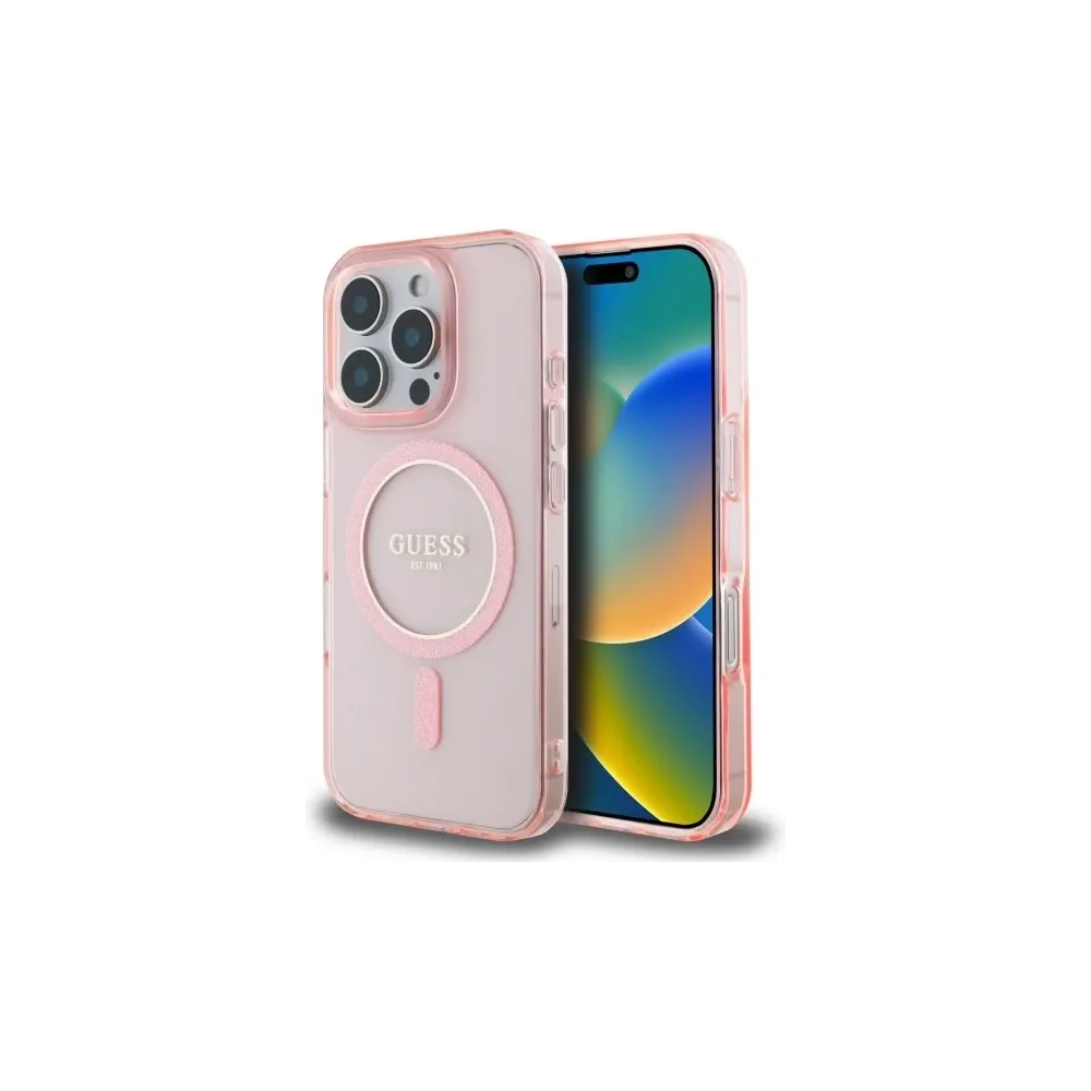 Hurtownia GSM - Guess GUHMP16XHFGEREP Apple iPhone 16 Pro Max Hardcase IML Glitter Circle MagSafe pink - GUE4089 - {ean13} - Hurt