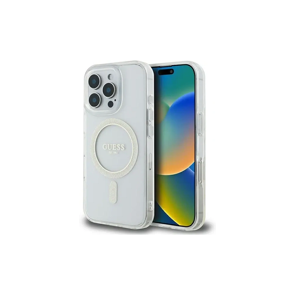 Hurtownia GSM - Etui Guess GUHMP16XHFGERET Apple iPhone 16 Pro Max hardcase IML Glitter Circle MagSafe průhledný/transparentní - GUE4090 - {ean13} - Hurt
