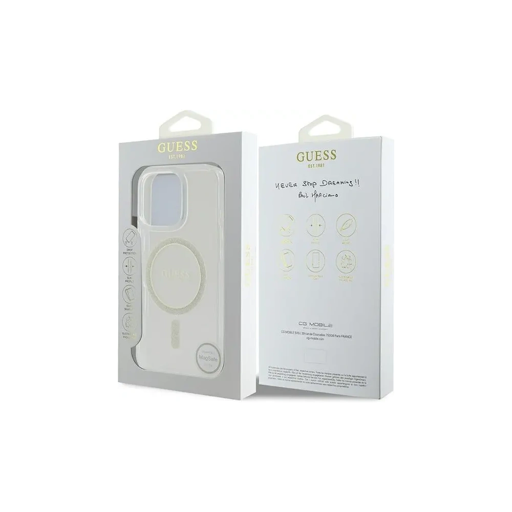Hurtownia GSM - Etui Guess GUHMP16XHFGERET Apple iPhone 16 Pro Max hardcase IML Glitter Circle MagSafe průhledný/transparentní - GUE4090 - {ean13} - Hurt