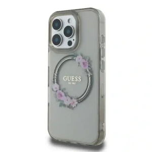 Etui Guess GUHMP16XHFWFCK Apple iPhone 16 Pro Max hardcase IML Flowers Wreath MagSafe czarny/black