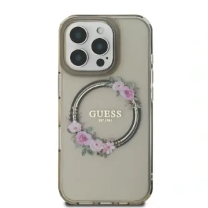 Etui Guess GUHMP16XHFWFCK Apple iPhone 16 Pro Max hardcase IML Flowers Wreath MagSafe czarny/black