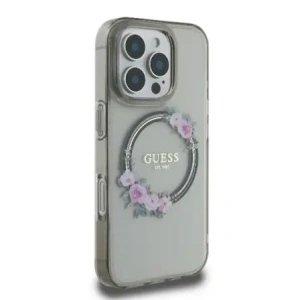 Etui Guess GUHMP16XHFWFCK Apple iPhone 16 Pro Max hardcase IML Flowers Wreath MagSafe czarny/black