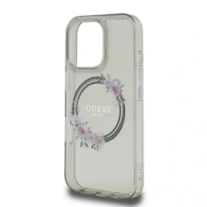 Etui Guess GUHMP16XHFWFCK Apple iPhone 16 Pro Max hardcase IML Flowers Wreath MagSafe czarny/black