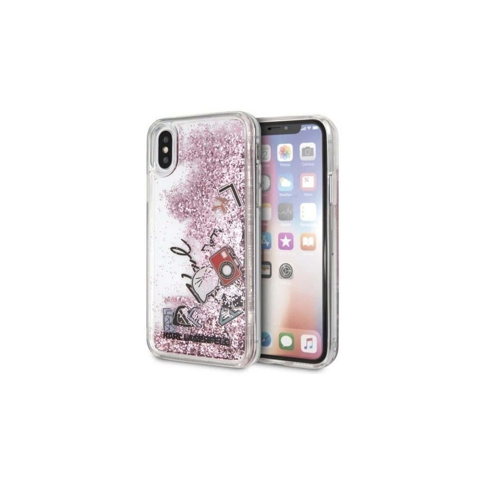 Hurtownia GSM - Karl Lagerfeld KLHCPXKSICRO iPhone X/Xs różowo-złoty/rose gold hard case Iconic Patterns Liquid Glitter - KLD211RS - {ean13} - Hurt