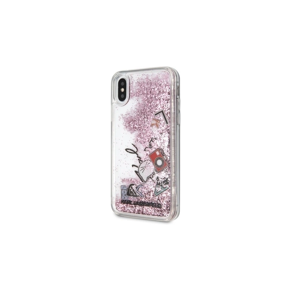 Hurtownia GSM - Karl Lagerfeld KLHCPXKSICRO iPhone X/Xs różowo-złoty/rose gold hard case Iconic Patterns Liquid Glitter - KLD211RS - {ean13} - Hurt