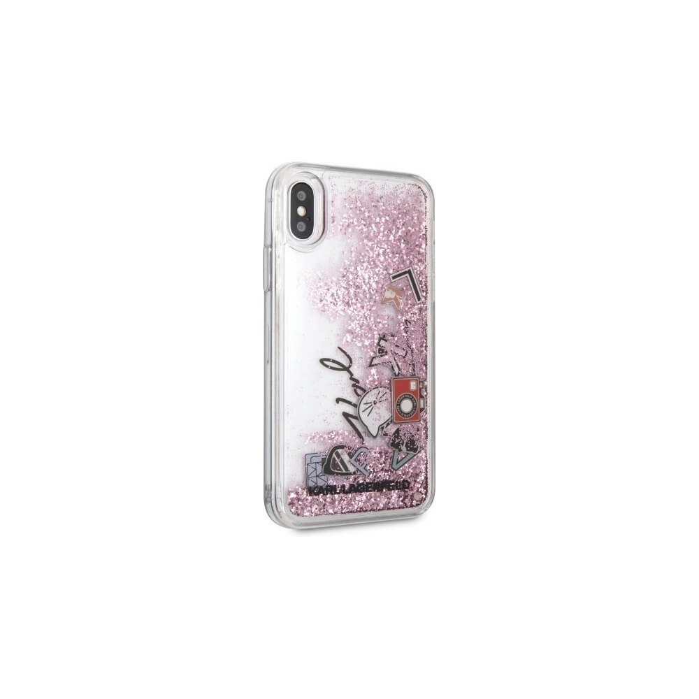 Hurtownia GSM - Karl Lagerfeld KLHCPXKSICRO iPhone X/Xs różowo-złoty/rose gold hard case Iconic Patterns Liquid Glitter - KLD211RS - {ean13} - Hurt