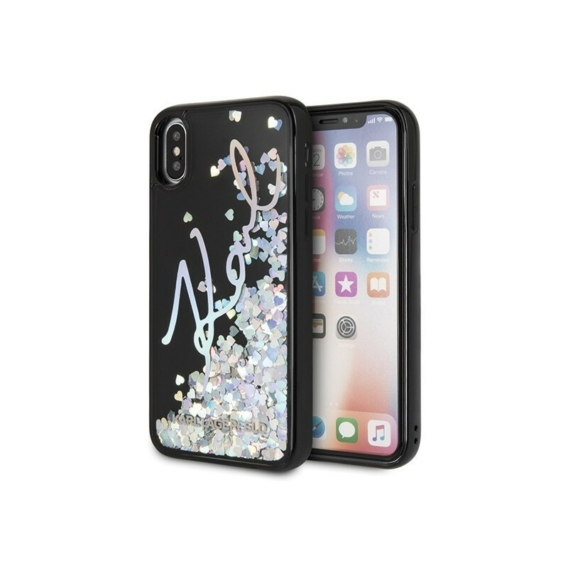 Karl Lagerfeld Distributor - 3700740439654 - KLD212BLK - Karl Lagerfeld KLHCPXKSIGMU iPhone X/Xs black hard case Signature Liquid Glitter Sequins - B2B homescreen