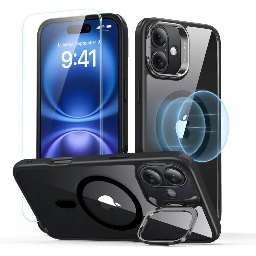 Hurtownia GSM - ESR Classic Hybrid Kickstand HaloLock MagSafe & Tempered Glass Apple Apple iPhone 16 Plus Clar/negru - ESR862 - {ean13} - Hurt