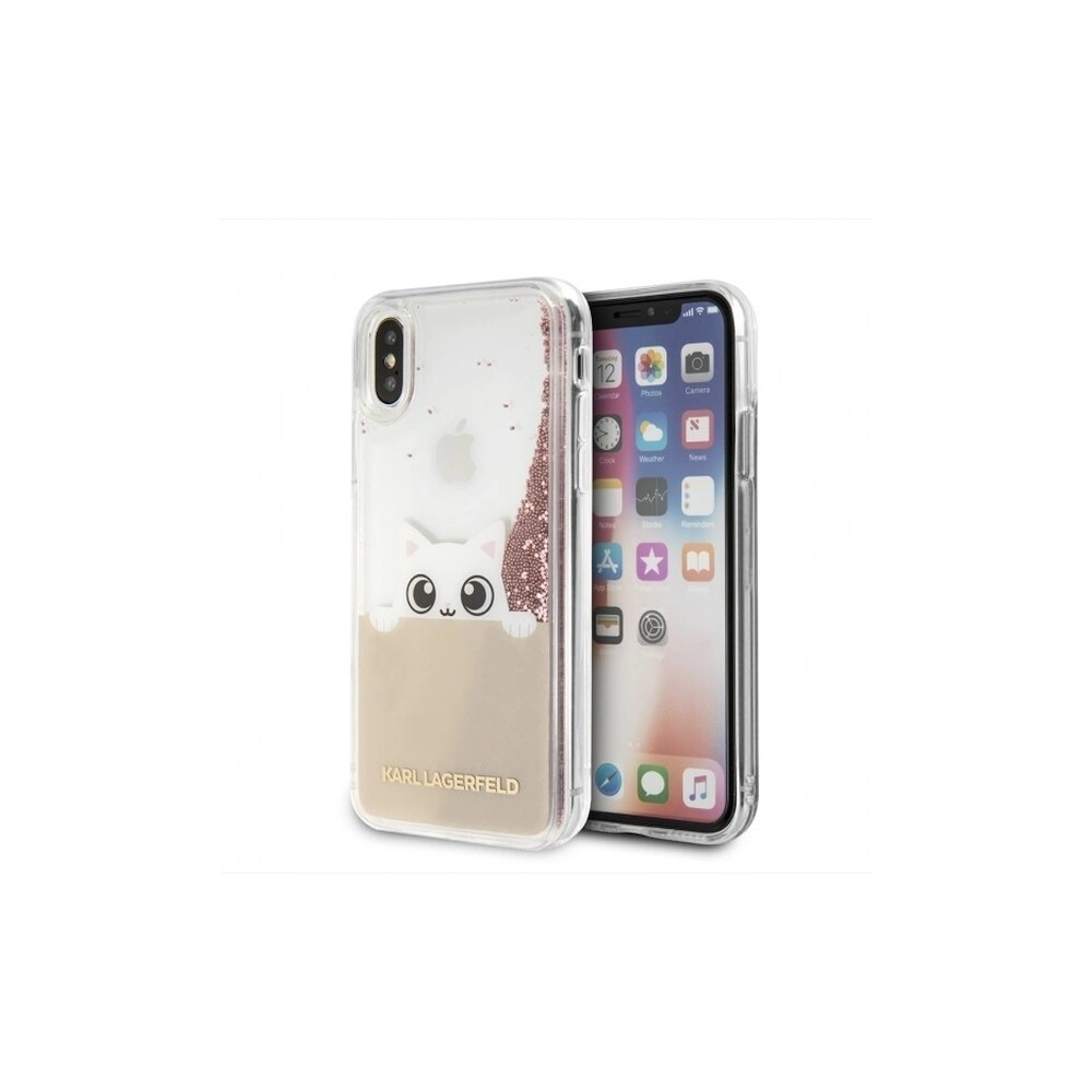 Wholesale Karl Lagerfeld KLHCPXPABGNU iPhone X pink gold hard case Liquid Glitter - KLD214RS - {ean13} - Hurt