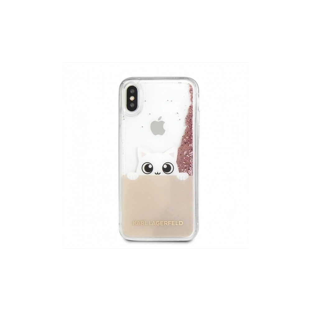 Wholesale Karl Lagerfeld KLHCPXPABGNU iPhone X pink gold hard case Liquid Glitter - KLD214RS - {ean13} - Hurt
