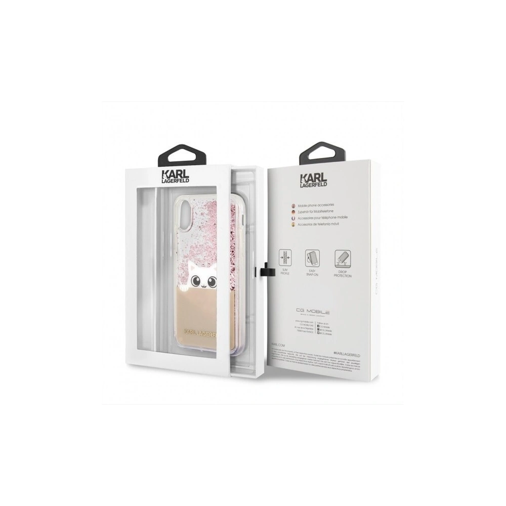 Wholesale Karl Lagerfeld KLHCPXPABGNU iPhone X pink gold hard case Liquid Glitter - KLD214RS - {ean13} - Hurt