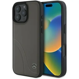 Mercedes MEHCP16X23RBCSB Apple iPhone 16 Pro Max keménytok MB ívelt varrásos bőr barna