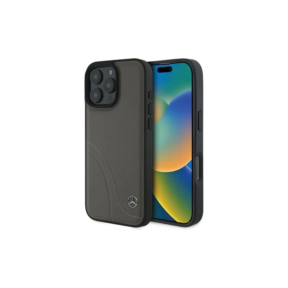 Hurtownia GSM - Mercedes MEHCP16X23RBCSB Apple iPhone 16 Pro Max carcasă din plastic cu cusături curbate din piele maro - MRS161 - {ean13} - Hurt