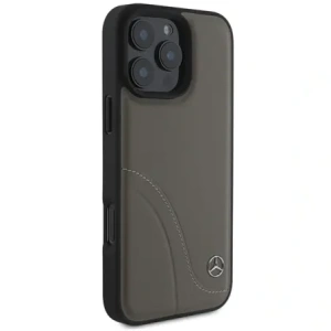 Mercedes MEHCP16X23RBCSB Apple iPhone 16 Pro Max keménytok MB ívelt varrásos bőr barna