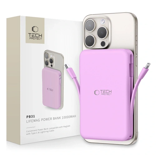 Powerbank Tech-Protect PB31 LifeMag MagSafe 10000mah 15W Lavender