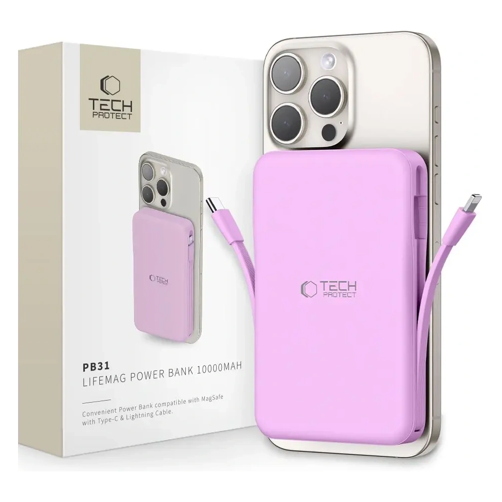 Hurtownia GSM - Tech-Protect PB31 LifeMag MagSafe 10000mah powerbank 15W Lavandă - THP3429 - {ean13} - Hurt