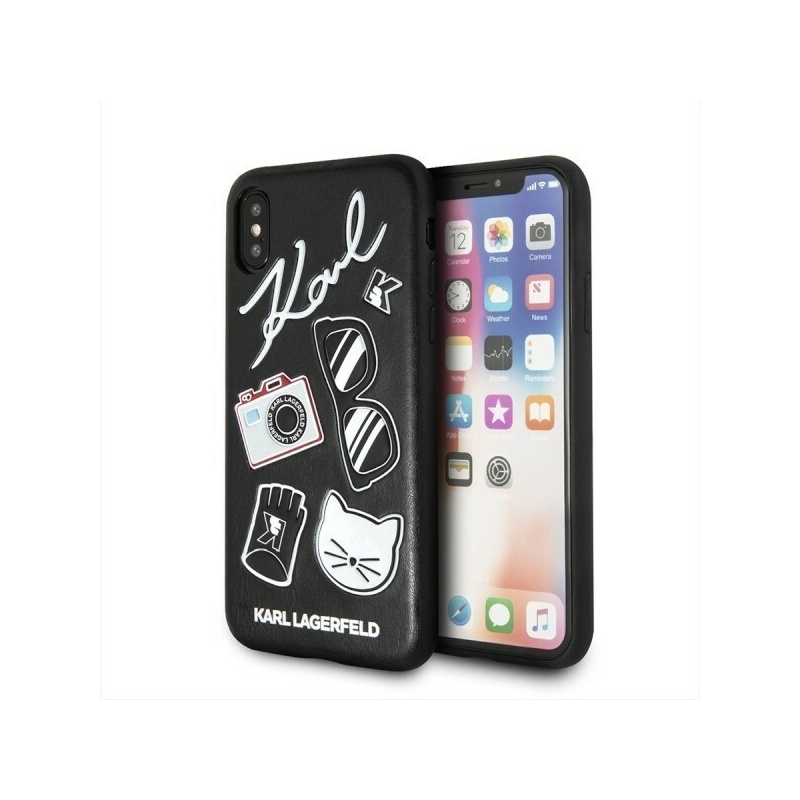 Karl Lagerfeld Distributor - 3700740410745 - KLD216BLK - Karl Lagerfeld KLHCPXPIN iPhone X/Xs hardcase black Pins - B2B homescreen