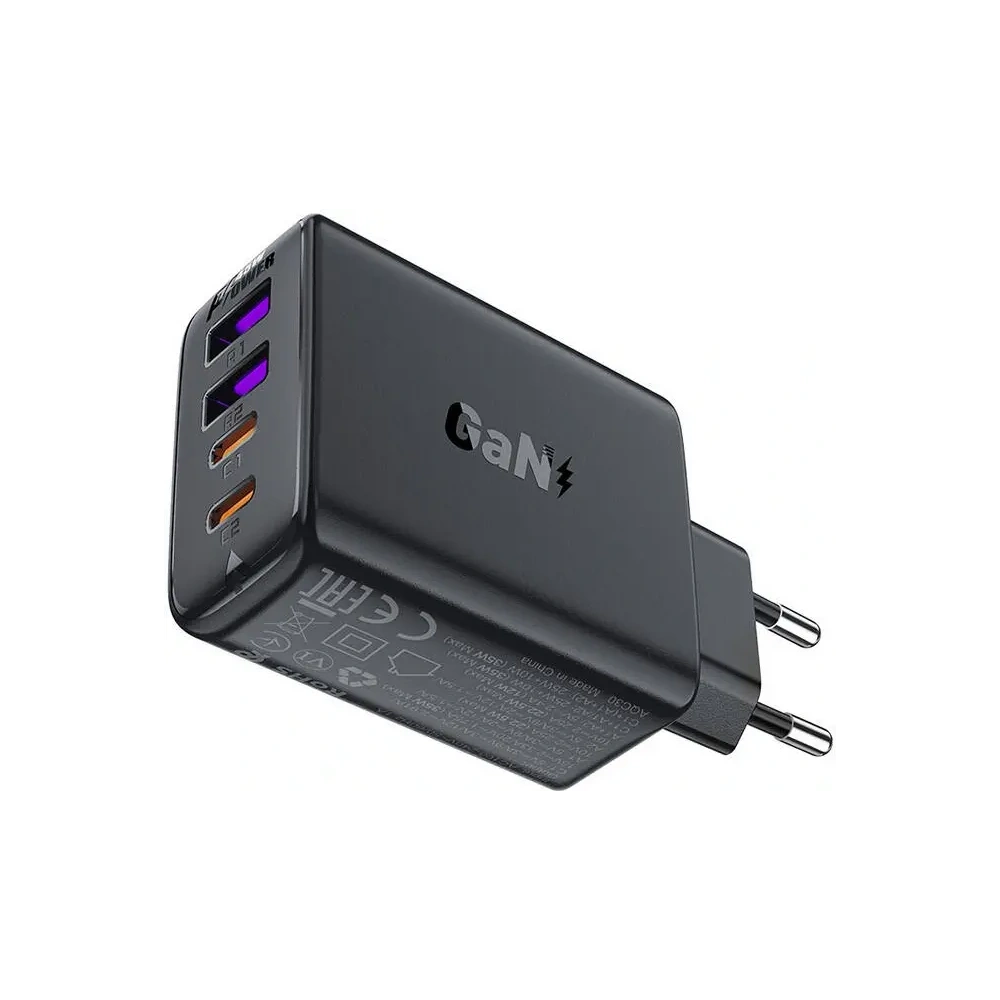 Hurtownia GSM - 4-portová nabíječka Acefast A61 GaN 2xUSB-A, 2xUSB-C PD 45W EU (černá) - ACE89 - {ean13} - Hurt